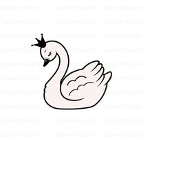 swan, princess, crown, kids, instant download, svg, t-shirt transfer, silhouette, digital download, png  pdf  ai  jpeg