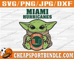 Miami Hurricanes Baby Yoda Svg, Miami Hurricanes Svg, N C A A Teams svg, N C A A Svg, Png, Dxf, Eps, Instant Download