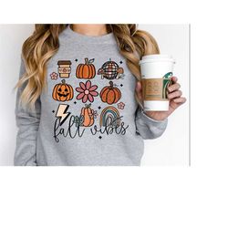 Retro Fall Vibes Doodles Sweatshirt, Fall Vibes Sweatshirt, Fall Season Sweatshirt, Fall Lover Sweatshirt, Cute Thanksgi