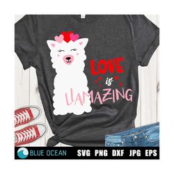 love is llamazing svg, valentines llama svg, valentines day svg, valentines girl shirt, llamazing png