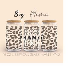 leopard mama boy libbey svg | cheetah print mama boy coffee glass can | beer glass svg png cut file | cricut silhouette