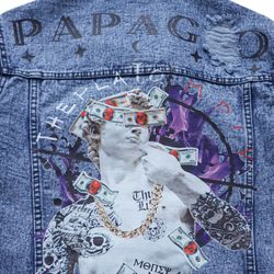ancient wisdom meets punk rock: hand-painted street art jacket inspired by plato's philosophy