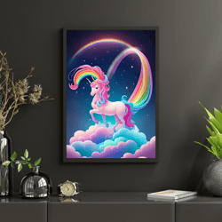 unicorn dreams art wall decor, digital art, posters, living room art, kids room art - digital download