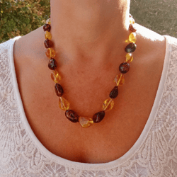 real amber jewelry gemstone large beads necklace multicolor natural baltic amber stone beaded necklace for women