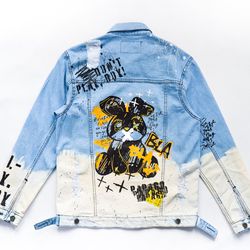 unleash your inner rebel with our five nights at freddy's inspired hand-painted denim jacket