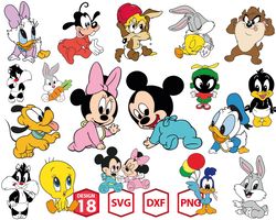 baby mickey mouse and friends svg, disney baby minnie mouse svg, babies friends svg