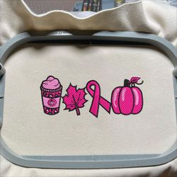 in october we wear embroidery designs, cancer awareness embroidery designs, breast cancer embroidery designs, pink ribbon embroidery designs