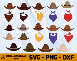 cowboy hat and scarf svg, cowboy hat  svg, scarf svg, hat svg bundles