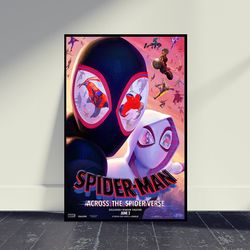 spider-man across the spider-verse movie poster wall art, room decor, home decor, art poster for gift, vintage movie pos