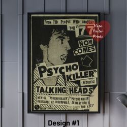 talking heads poster, talking heads same as it ever was album poster, talking heads print, talking heads decor, talking