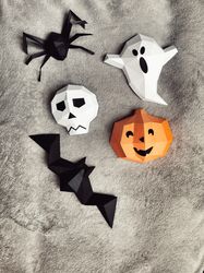 halloween 3d garland svg pdf pumpkin bat papercraft