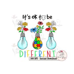 it's ok to be different autism light bulb png , autism awareness png, autism puzzle piece,2nd april sublimation , autism