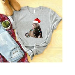 ferret christmas tree lights shirt,  merry christmas shirt, gift for christmas, christmas family tee, holiday shirt ,gif