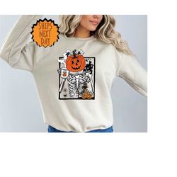 skeleton coffee cups sweatshirt,coffee cups sweater,skull coffee cup sweater,scary coffee cup sweater,skeleton halloween