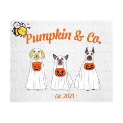 retro pumpkin and co png, retro fall, vintage fall pumpkin png, ghost dogs png, halloween pumpkin png, spooky season png