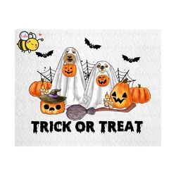 personalized dogs trick or treat funny halloween cute dog ghost, custom pet halloween png, retro spooky season, funny ha