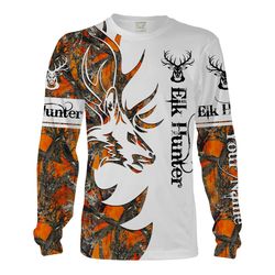 elk hunting elk tatoo orange camo custom name 3d all over printing shirts for men, women personalized hunting gifts chip
