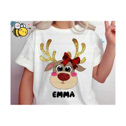 merry christmas reindeer face png, custom name girl reindeer png, merry christmas png, xmas party png, christmas png for