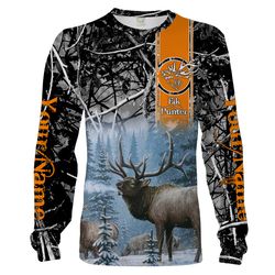 elk hunting gray camo orange custom name 3d all over print shirts &8211 personalized hunting gift chipteeamz nqs1778