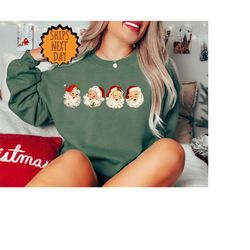 retro christmas santa sweatshirt, retro santa hat sweater, classic christmas santa, vintage santa graphic sweatshirt, sa