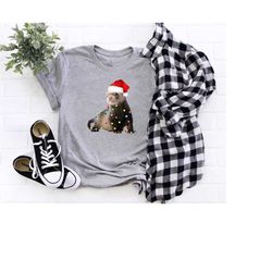 ferret christmas tree lights shirt, funny christmas t-shirt, xmas matching pajama, christmas gift, happy new year, chris