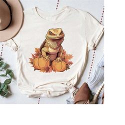 bearded dragon pumpkin fall season shirt, cute pumpkin bearded dragon shirt, autumn leaves bearded dragon gift owner