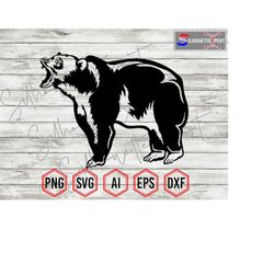 roaring bear svg, bear silhouette 8, bear svg, grizzlies svg, angry bear svg - clipart, cricut, cnc, vinyl cutter, decal