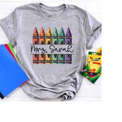 crayon teacher shirt, vintage teacher shirt, personalized teacher shirts, teacher back to school gift