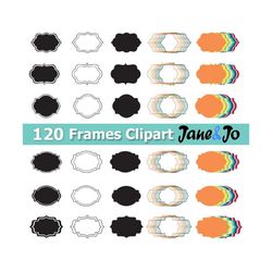 120 frame clipart , digital frames clip art ,frame clip art digital images,colorful frame label frames clipart scrapbook