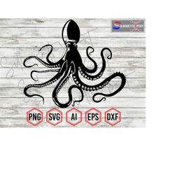 octopus silhouette 2, octopus svg, octopus artwork, octopus vector - clipart, cricut, cnc, vinyl cutter, decal sticker,