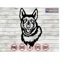 smiling belgian malinois silhouette 3, belgian malinois svg, belgian head svg, dog svg, cricut, vinyl cutter, decal stic