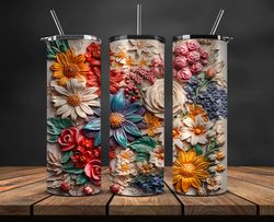 3d flowers tumbler wrap, 3d floral sublimation tumbler design,instant digital download png 05