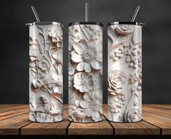 3d flowers tumbler wrap, 3d floral sublimation tumbler design,instant digital download png 08