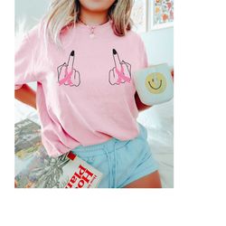 fuck cancer shirt, breast cancer shirt, middle finger, cancer awareness shirt, pink ribbon shirt, cancer fighter t-shirt