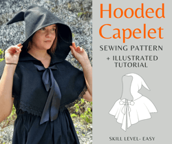 hooded cape pattern sewing pattern hooded sewing pattern cape pdf easy hooded capelet pattern  instant download