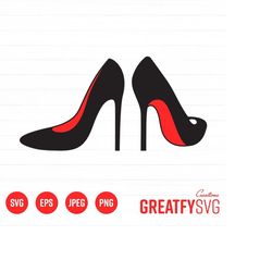 svg high wheel wheeled shoe pair red black loubotin cut file for cricut design space, shoe clipart high wheel women fash