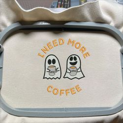 cute ghost latte cup embroidery design, halloween movie drink embroidery machine design, movie coffee cup embroidery design for shirt