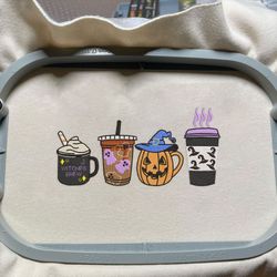 halloween movie drink embroidery design, movie cup embroidery machine design, scary movie coffee embroidery file