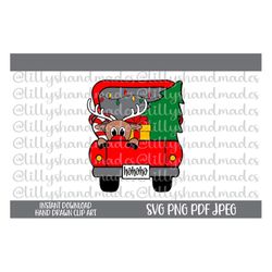 christmas truck svg, christmas truck png, christmas shirt svg, cute reindeer svg, reindeer truck svg, christmas svg, chr