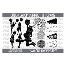 cheerleading svg, cheerleader svg, cheer svg files, cheer mom svg, cheerleader clipart, megaphone svg, cheer pom svg, po