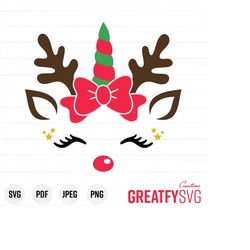 face svg. deer christmas svg. deer cut file. deer xmas svg. deer print svg cricut deer  deer unicorn face svg  face chri