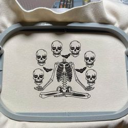 skeleton halloween embroidery file, stay spooky embroidery machine design, scary skull embroidery design