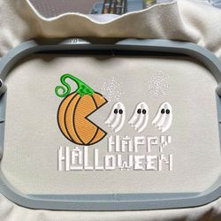 pumpkin halloween embroidery file, scary pumpkin embroidery design, happy halloween embroidery machine file