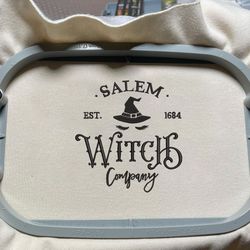 salem witch company embroidery design, salem city est 1692 embroidery file, halloween witch embroidery machine file