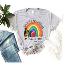 teach love inspire crayon shirt, teacher rainbow crayon shirt, teacher shirt, back to school shirt