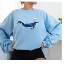 whale water color shirt, cute whale shirt, gift for whale lover, shirt for animal lover, ocean animal shirt