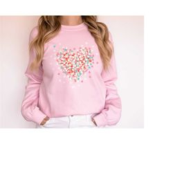valentines day sweatshirt gift for her, pink heart love shirt, valentine shirt gift for her, womens valentines sweater,