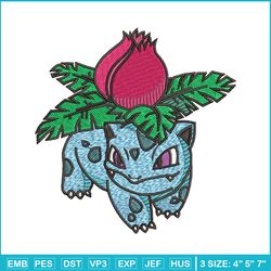 ivysaur embroidery design, pokemon embroidery, anime design, embroidery shirt, embroidery file, digital download