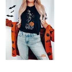 Dancing Skeleton Fall Shirt, Halloween Skeleton Tshirt, Halloween Pumpkin Shirt, Spooky Season Shirt, Thanksgiving Day S