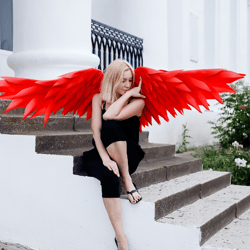 red wings costume, wings cosplay, christmas angel, handmade wings, angelic wings, photoshoot prop, women sexy outfit